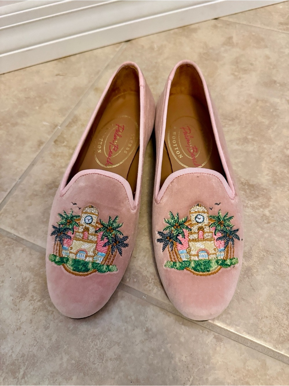 Stubbs & Wootton Clocktower Champagne Velvet Slipper (Loafers) - Women